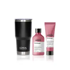 LOREAL PROFESSIONNEL - Set Pro Longer: Shampoo 300ml + Crema de Peinar 150ml + REGALO Termo