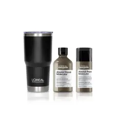 LOREAL PROFESSIONNEL - Set Absolut Repair Molecular para Reparación: Shampoo 300ml + Leave-in 100ml + REGALO Termo
