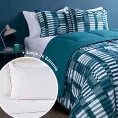 BENETTON - Juego De Cama: Edredón + Juego de Sábanas 200 Hilos 100% Algodón