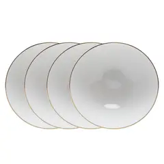 FLORENCIA - Set x4 Bowls Porcelana 15 cm con Borde Dorado Redondo