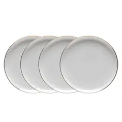 FLORENCIA - Set x4 Platos de Pan Porcelana 17 cm con Borde Dorado