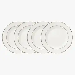 FLORENCIA - Set x4 Platos de Pan Porcelana 8 cm con Borde Plateado