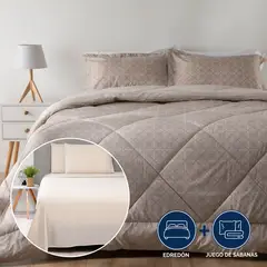 AMBIENTA - Juego de Cama 2 Plazas : Edredón Ligero + Juego de Sábanas