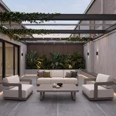 BASEMENT HOME - Juego De Sala De Terraza Cirie 3-1 Giratorio -1 Giratorio + Mesa De Centro
