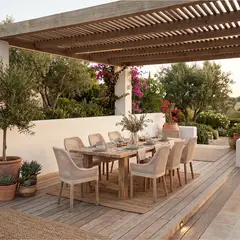 ROBERTA ALLEN - Juego de Comedor de Terraza Leles de Ratán Artesanal 8 Puestos
