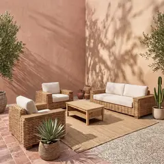BASEMENT HOME - Juego De Sala De Terraza Jakarta 3-1-1 Cuerpos + Mesa De Centro