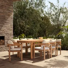 BASEMENT HOME - Juego de Comedor para Terraza 8 Puestos Madera Acacia