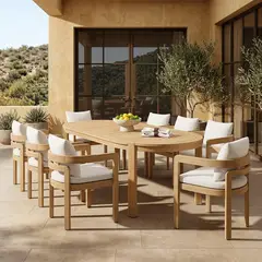 BASEMENT HOME - Juego de Comedor para Terraza 8 Puestos Madera Acacia