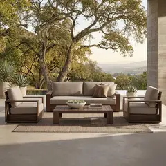 BASEMENT HOME - Juego de Sala para Terraza Gigi + Mesa de Centro con Madera de Eucalipto