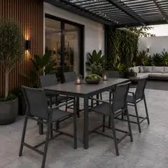 BASEMENT HOME - Juego De Bar De Terraza Negro 6 Puestos