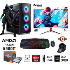 INTEL - COMPUTADORA PC RYZEN 5 5600GT +RAM 16GB +DISCO SSD 500GB +MONITOR 24 FHD