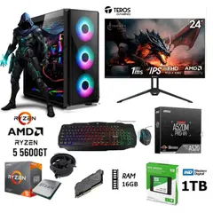 AMD - COMPUTADORA PC GAMER RYZEN 5 5600GT +RAM16GB+ DISCO SSD 1TB MONITOR 24 FHD