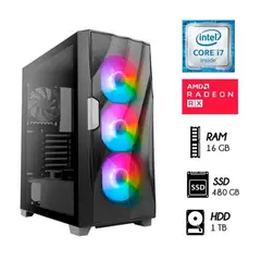 INTEL - Computadora PC Gamer Core i7 RAM 16GB DISCO1TB+SSD 480GB VIDEO RX 550 4GB.