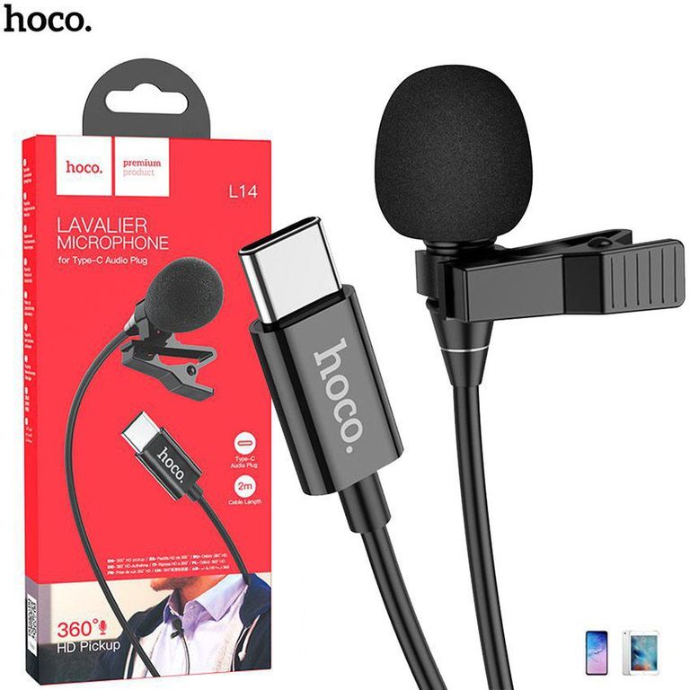 Microfono solapero usb-c lavalier perchero 2m 360° portatil