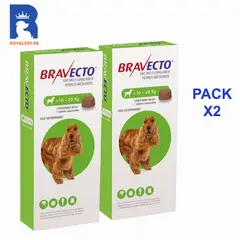 BRAVECTO - 10-20 kg 500 mg pack x2 Antipulgas para perro