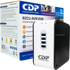 CDP - Estabilizador R2CU-AVR1008I 1000VA / 500W 8 Salidas 4 Puertos USB