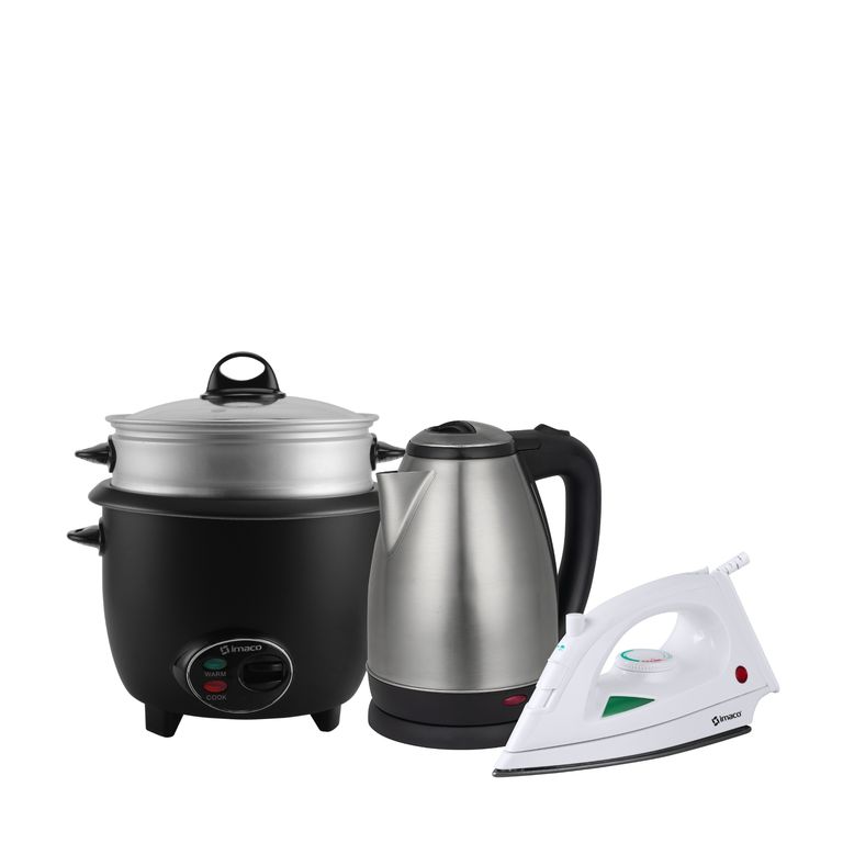 Tri-combo plancha + Olla arrocera 1.2 + Hervidor metálico 1.8l