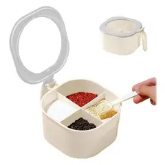 SASHIJA - Caja Contenedor de Condimentos con 4 Compartimentos Cucharas Blanco