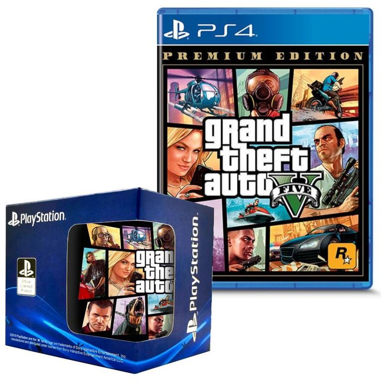 Grand theft auto V Premium Edition PlayStation 4 GTA V (euro) +taza