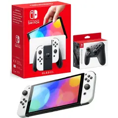NINTENDO - Consola Switch Oled Blanco  Mando Pro Controller.