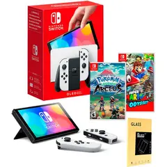 NINTENDO - Consola Switch Oled Blanco Pokemon ArcuesMario OdysseyMica.