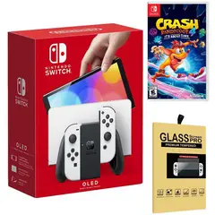 NINTENDO - Consola Switch Oled Blanco + Crash Bandicoot 4 + Mica.