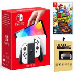 NINTENDO - Consola Switch Oled Blanco  Mario 3D World Bowser Fury Mica.