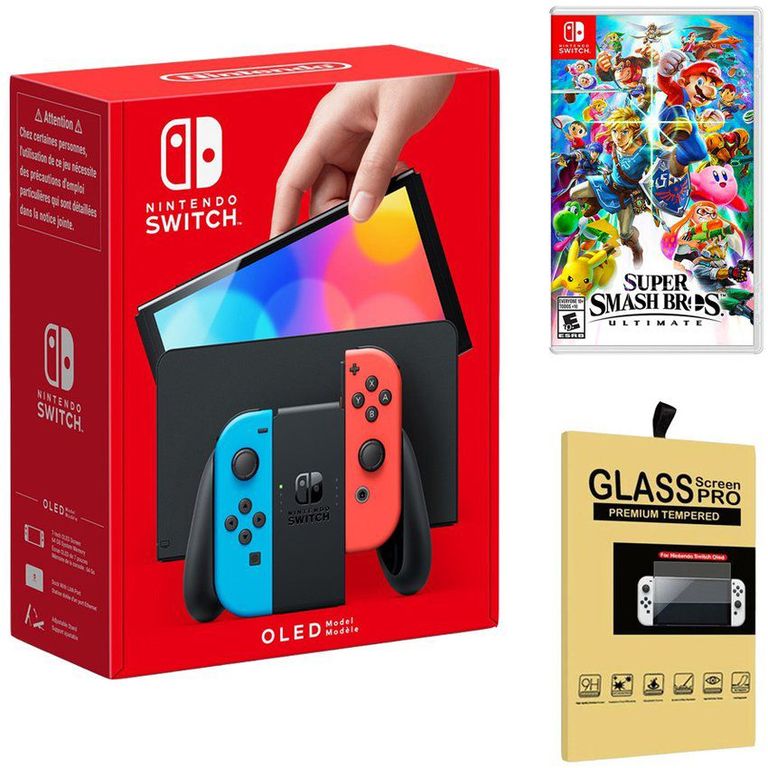 Consola Switch Oled Neón  Super Smash Bros  Mica.