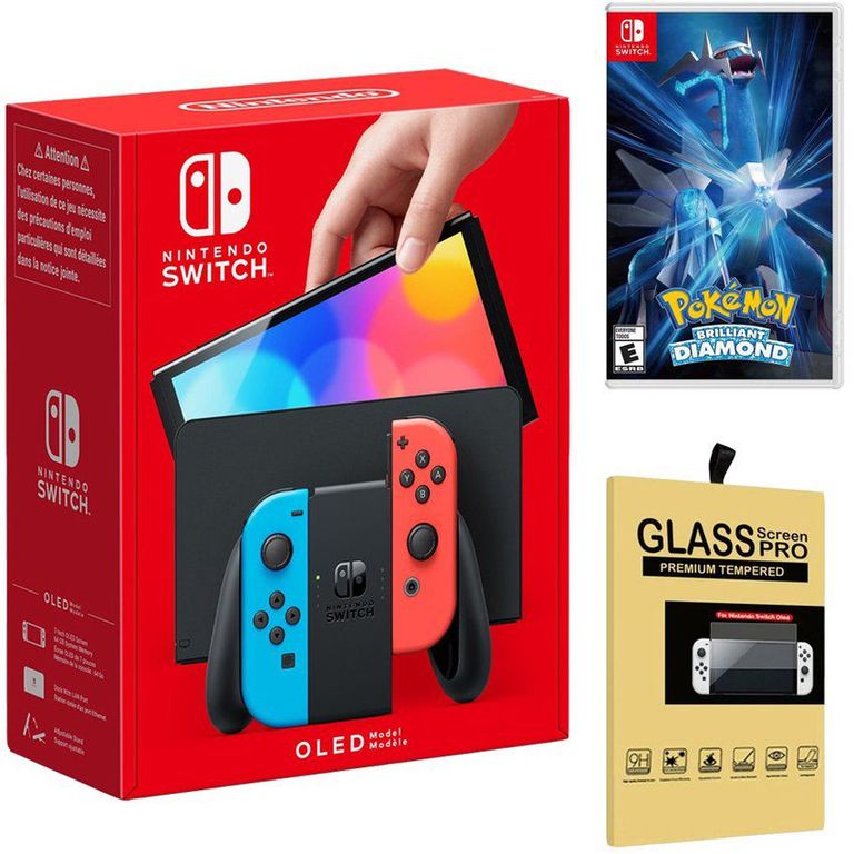 Consola Switch Oled Neon  Pokemon Diamond  Mica.