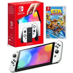 NINTENDO - Consola Switch Oled Blanco  Crash Team Racing.