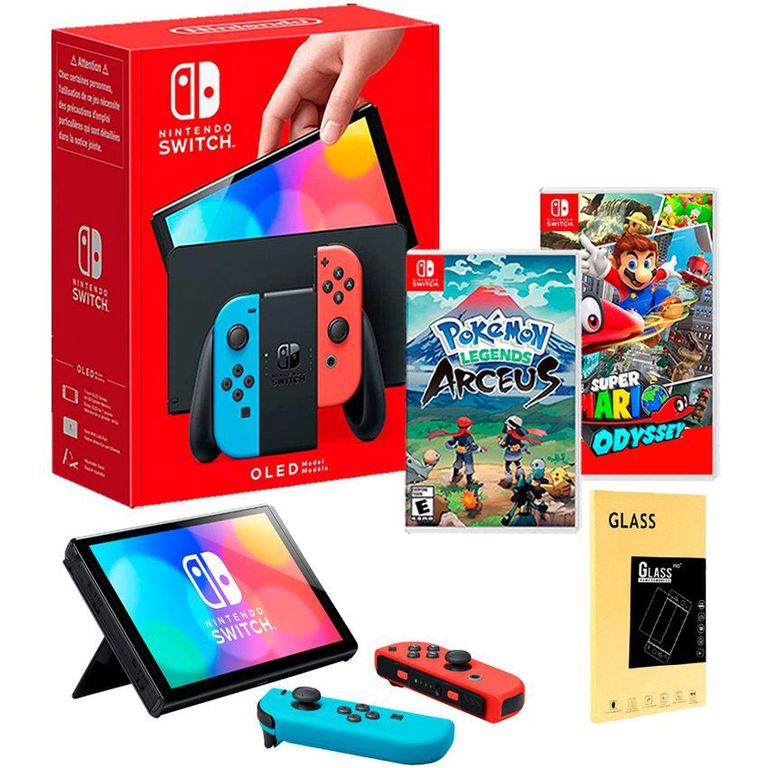 Consola Switch Oled Neon Pokemon Arcues Mario Odyssey Mica.