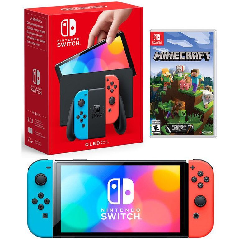 Consola Switch Oled Neon  Minecraft.