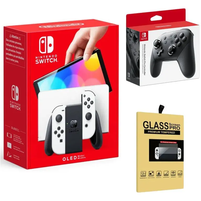 Consola Switch Oled Blanco  Mando Pro Controller  Mica.