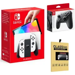 NINTENDO - Consola Switch Oled Blanco  Mando Pro Controller  Mica.