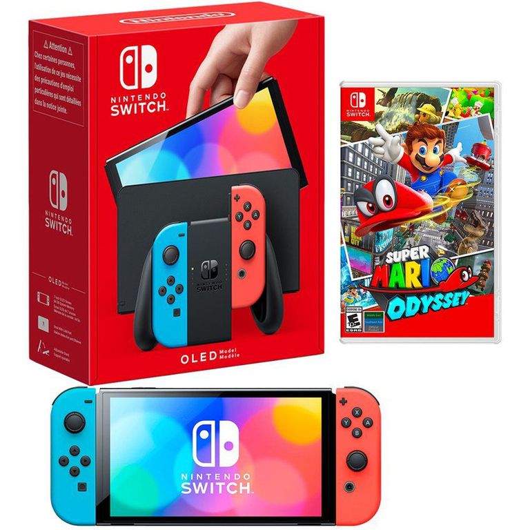Consola Switch Oled Neón  Mario Odyssey.