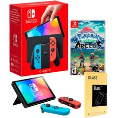 NINTENDO - Consola Switch Oled Neon  Pokemon Arceus  Mica de vidrio.