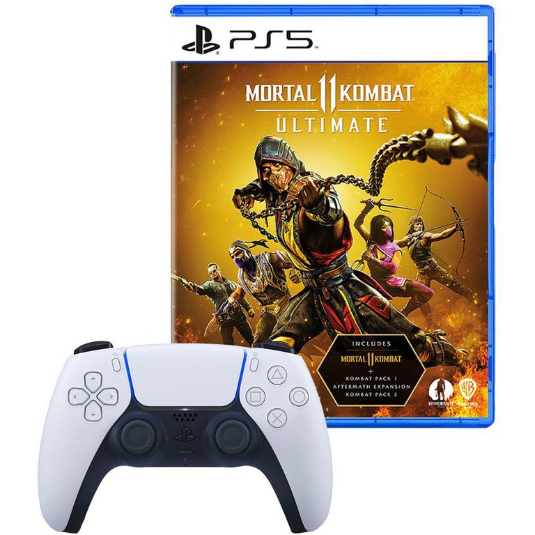 Mando Playstation 5 Dualsense Blanco + Mortal Kombat 11 Ultimate