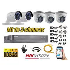 Hikvision - CÁMARAS SEGURIDAD KIT 5 FULL HD 1080P + CABLE HDMI