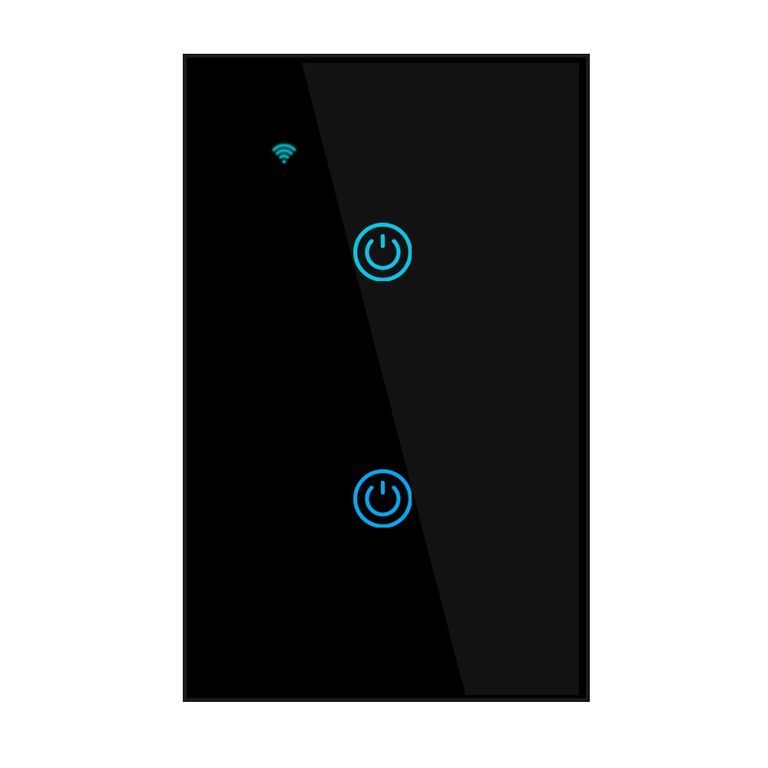 Interruptor Inteligente Wifi Táctil 2 Botones Con/Sin Neutro Negro