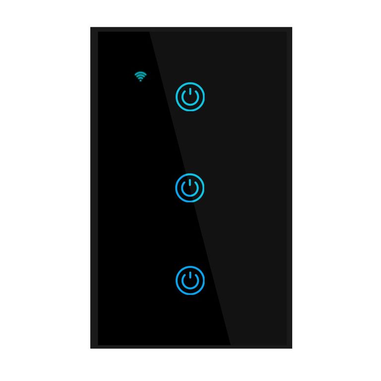 Interruptor Inteligente Wifi Táctil 3 Botones Con/Sin Neutro Negro