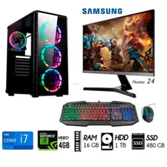 INTEL - Computadora PC CORE i7 3.2Ghz Ram16GB HDD 1TB+SSD 480GB VIDEO GT 4GB M24"