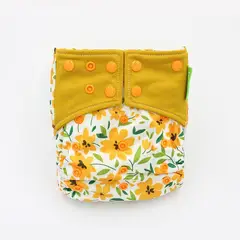 EKOALITAS - Pañal Ecológico Doble Barrera Unitalla - Flores Naranjas