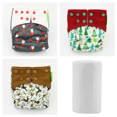 EKOALITAS - Pack 3 Pañales de Tela Unitalla Básico-Navidad