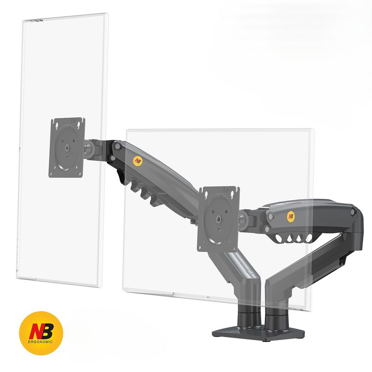 Rack Soporte Flexigas Ergonómico de Mesa Para Dos Monitores NB F160