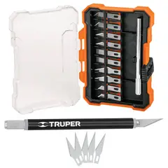 TRUPER - Juego Cutter precisión Cuchilla Exacto Tipo Bisturí 17 Piezas