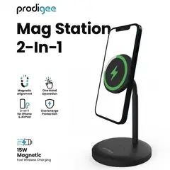 PRODIGEE - - estación de carga magnética 15w - 2 en 1 - iphone - negro