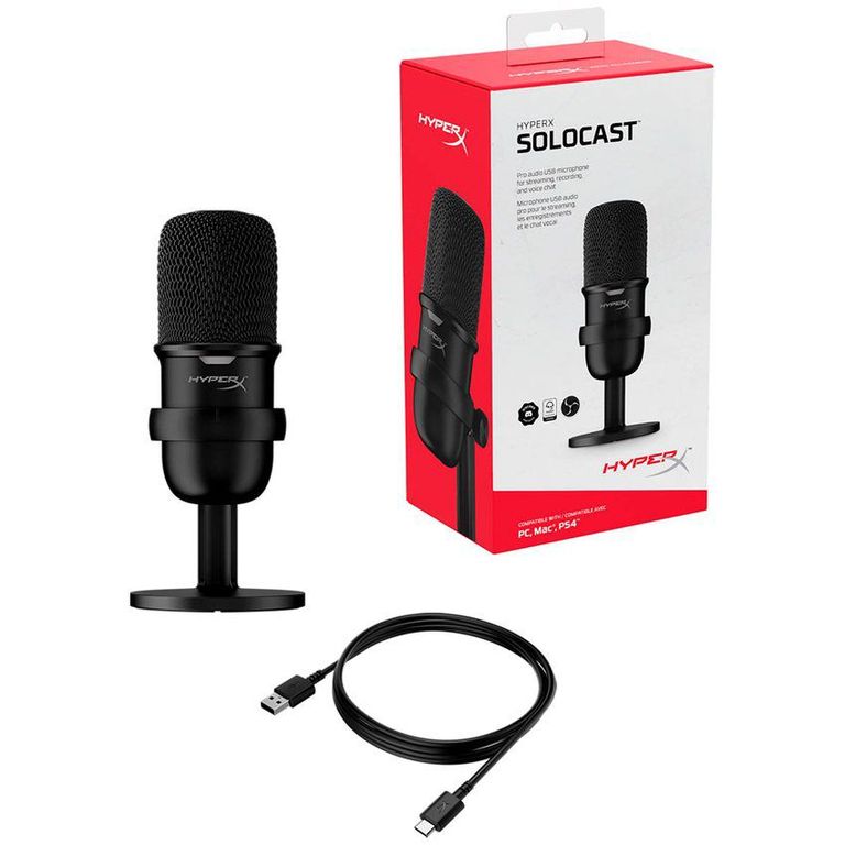 Micrófono hyper x solocast usb para streamers - condensador