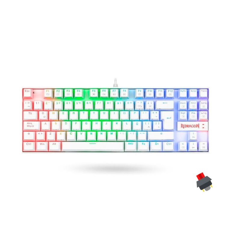 Teclado gamer mecánico kumara switch red rgb - blanco