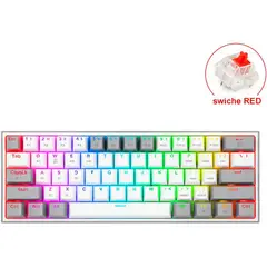 REDRAGON - Teclado mecánico 60 fizz pro k616rgb inalámbrico blanco /gris