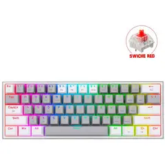 REDRAGON - Teclado mecánico 60 fizz pro k616rgb inalámbrico gris/ blanco